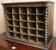 A Victorian teak set of pigeon holes, W.2ft 1in.