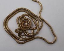 An Italian Uno-A-Erre 9ct gold snake link necklace, 72cm.