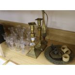 A collection of 19th and 20th century glasses and brassware