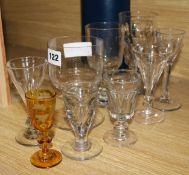 Nine antique drinking glasses