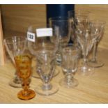 Nine antique drinking glasses