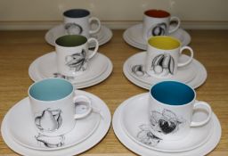 A Susie Cooper eighteen piece 'Black Fruit' coffee set