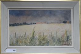 Diana Lowoil on board'Storm over a cornfield'signed11 x 19in.