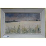 Diana Lowoil on board'Storm over a cornfield'signed11 x 19in.