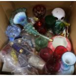 Assorted coloured glassware