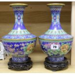 A pair of cloisonne vases, 26cm