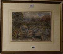 David Cox (1783-1859)watercolourPont Y Pair Bridge on the River LluguyAbbott & Holder label