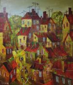 Buzin (Russian)oil on canvasStudy of houses and telegraph polessigned and dated '9827 x 23in.