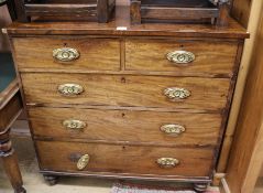 An early Victorian mahogany straight front chest, fitted two short and three long drawers, W.3ft