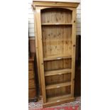 A pair of modern pine open bookcases, W.2ft 6in. H.6ft 6in.