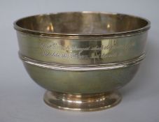 A late Victorian silver presentation rose bowl, 11 oz.