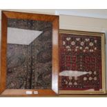Two Indian embroidered framed fragments