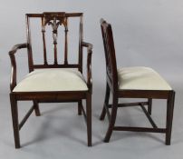 A set of eight Sheraton style mahogany dining chairs, including a pair of carvers, with Prince of