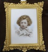 A Victorian gilt-framed portrait Overall 14 x 12in.