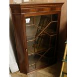 A mahogany hanging corner cabinet, W.2ft 7in.