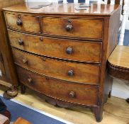 A Victorian mahogany bow fronted chest, W.3ft 8in.