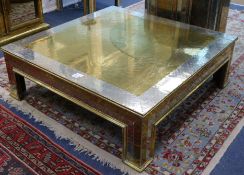 A Rodolfo Dubarry brass and white metal overlaid coffee table, W.4ft D.4ft H.1ft 4in.