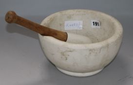 A pestle and mortar Diameter 8.5in.