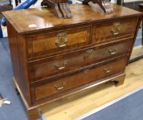 A George III mahogany bowfronted side table, fitted single drawer, W.3ft 2in.