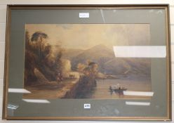 Anthony Vandyke Copley Fielding (1787-1855)watercolourLake scene with paddlesteamersigned15.5 x 25.