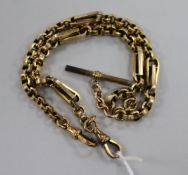 An Edwardian 9ct gold fancy link albert, 35.9 grams, 41cm.