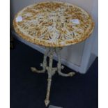 A Victorian painted cast iron garden table, W.1ft 8in.