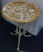 A Victorian painted cast iron garden table, W.1ft 8in.