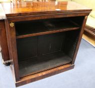 A Victorian rosewood open fronted bookcase, W.3ft