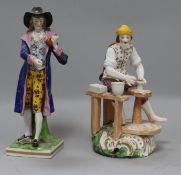 A 19th century Derby figure of a potter, 7.5in. and another