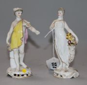 A pair of German porcelain figures of a lady and a youth 5.5in.