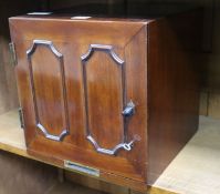 A Victorian mahogany coin cabinet, fitted two trays, 12in.