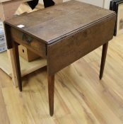 A George III mahogany Pembroke table, on square tapered legs, W.2ft 5in.