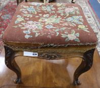 A Victorian walnut dressing stool, 1ft 8in.