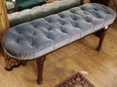 An Adams style mahogany buttoned upholstered window seat, W.4ft