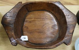 A carved elm bowl, 21.5in.