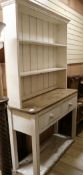 A pine painted dresser, W.3ft 11in. H.6ft 10in.