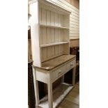 A pine painted dresser, W.3ft 11in. H.6ft 10in.