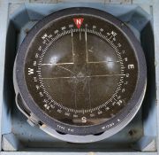 A War Department issue military compass, Type P10, No. 17183, in fitted grey-blue wooden case