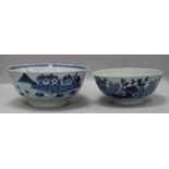 Two 19th century Chinese blue and white bowls 8.5 & 9.5in.