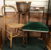 An Edwardian jardiniere stand, a Regency mahogany dining chair and other chair