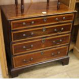 A George III satinwood banded mahogany chest, W.2ft 7in.