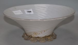 A Venetian gilt and white glass bowl Diameter 12in.