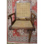 A 19th century brass mounted mahogany campaign chair, W.1ft 7in.