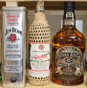 Chivas Regal Premium Scotch whisky, 2 litres and three other bottles, including Jim Beam, 70cl,