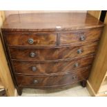 A Regency mahogany bowfront chest, fitted two short and three long drawers, W.3ft 5in.