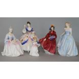 Five Royal Doulton figures, including 'Lilac Time', HN 2137 (designer M. Davies), 'Christine', HN