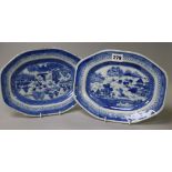 A pair of Chinese blue and white plates 10.25in.