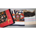 Two Hermes silk scarves and another by Aquascutum