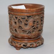 A Chinese carved soapstone brushpot 5in.