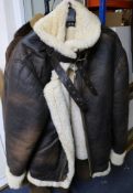 A Toff of London brown leather and sheepskin flying jacket, labelled 'TYPE B-3/SWP NUMBER